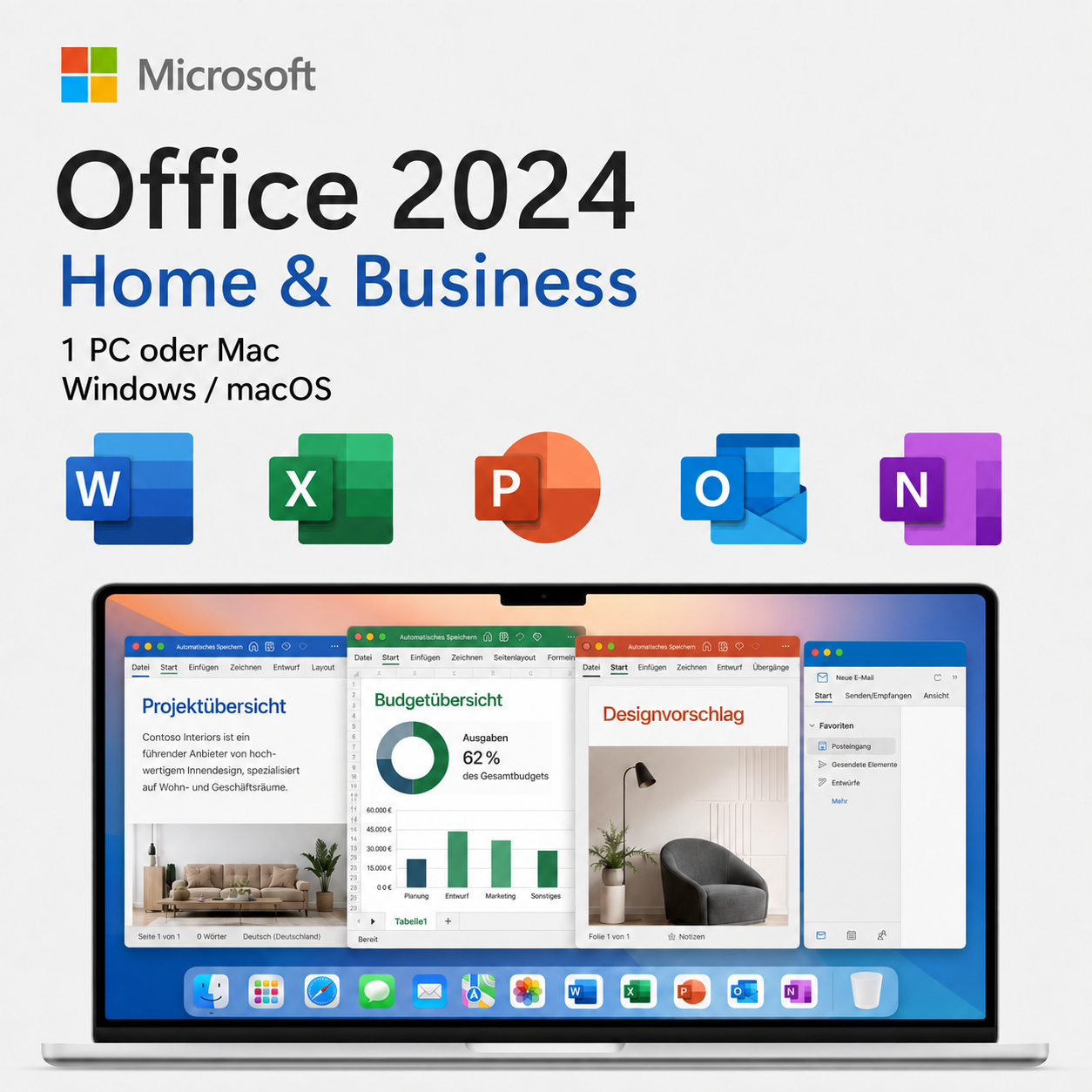 Microsoft Office 2024 Home & Business für PC oder Mac